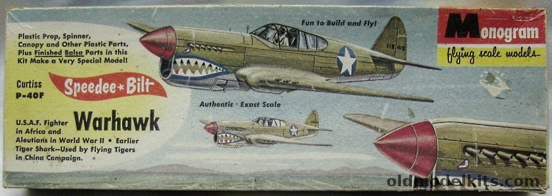 Monogram Speedee-Bilt Curtiss P-40F Warhawk Flying Scale Model Airplane, G15-100 plastic model kit